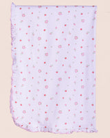 Pima White Rosebuds Ruffle Receiving Blanket