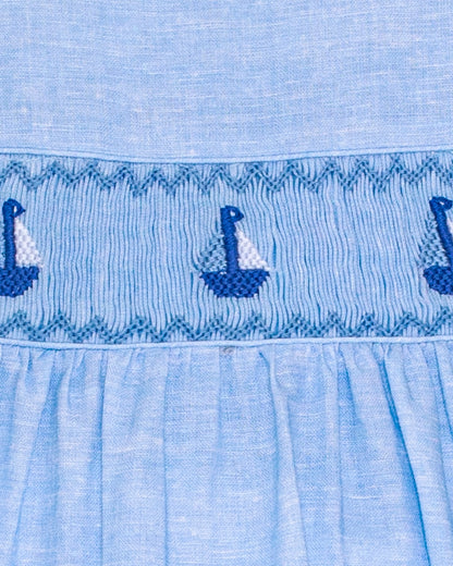 Cruise Italian Pastel Blue Linen Romper - Romper