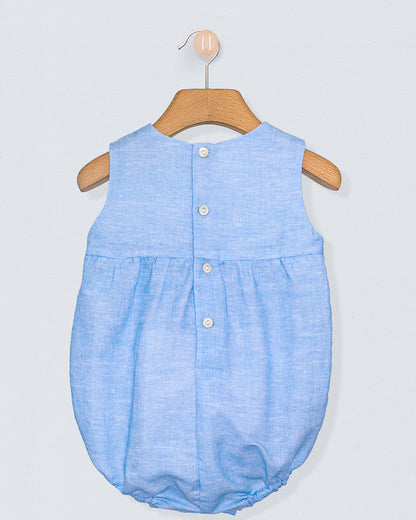 Cruise Italian Pastel Blue Linen Romper - Romper