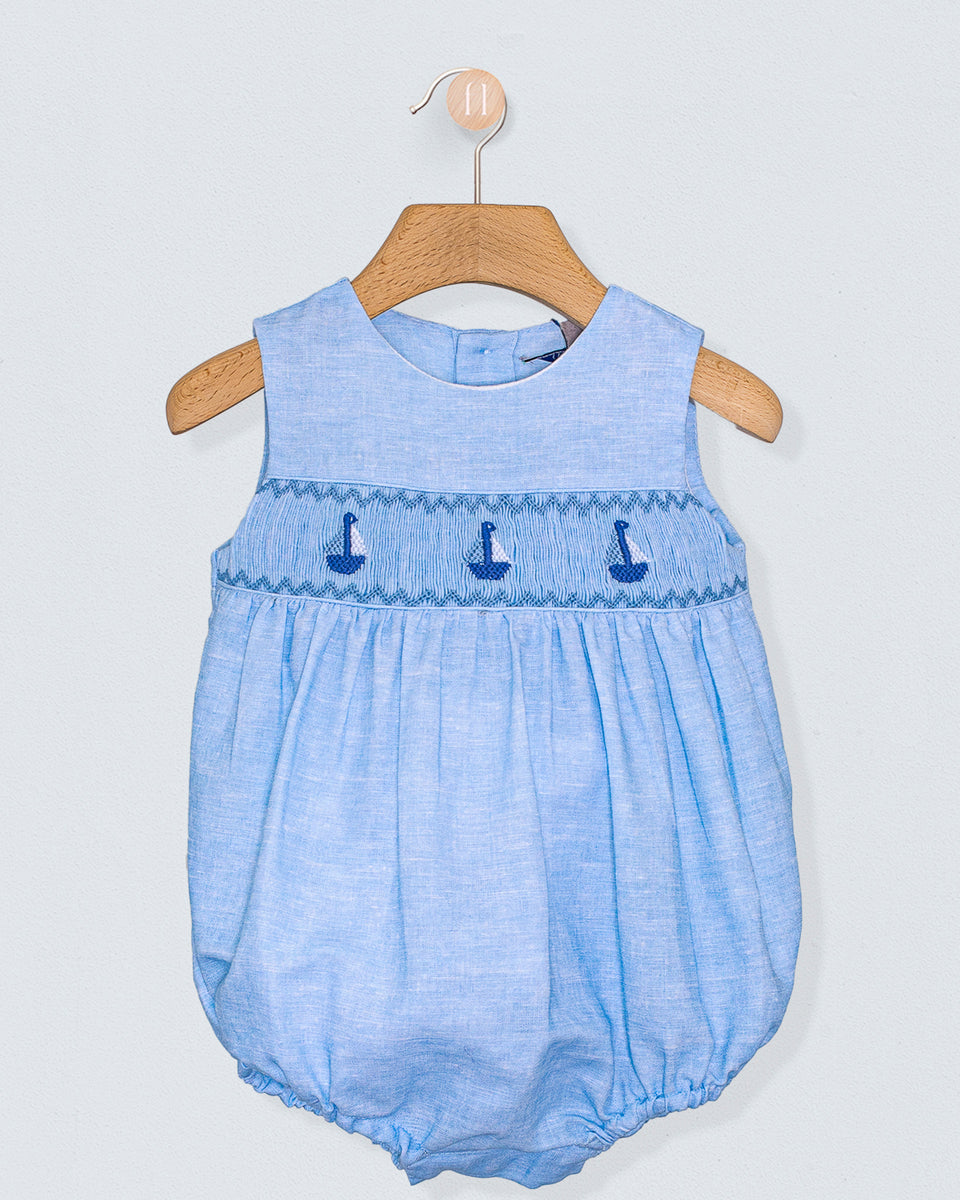 Cruise Italian Pastel Blue Linen Romper
