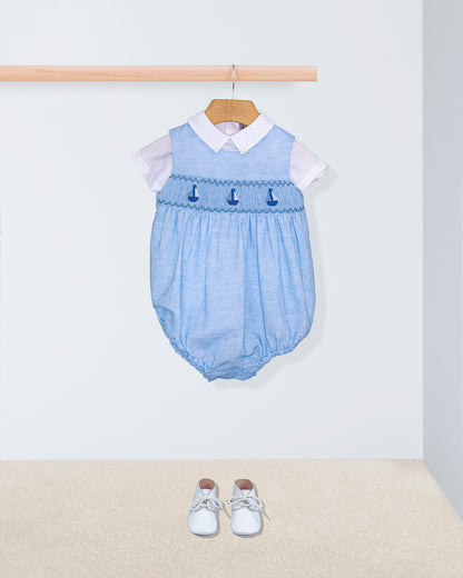 Cruise Italian Pastel Blue Linen Romper - Romper