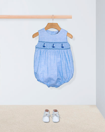 Cruise Italian Pastel Blue Linen Romper - Romper