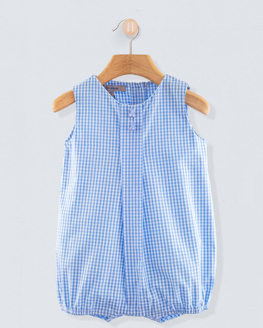 William Light Blue Gingham Romper - Romper