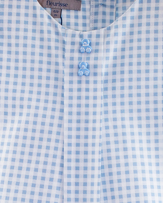 William Pastel Blue Gingham Romper - Romper