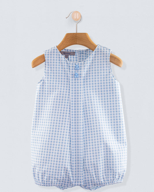 William Pastel Blue Gingham Romper - Romper