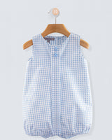 William Pastel Blue Gingham Romper