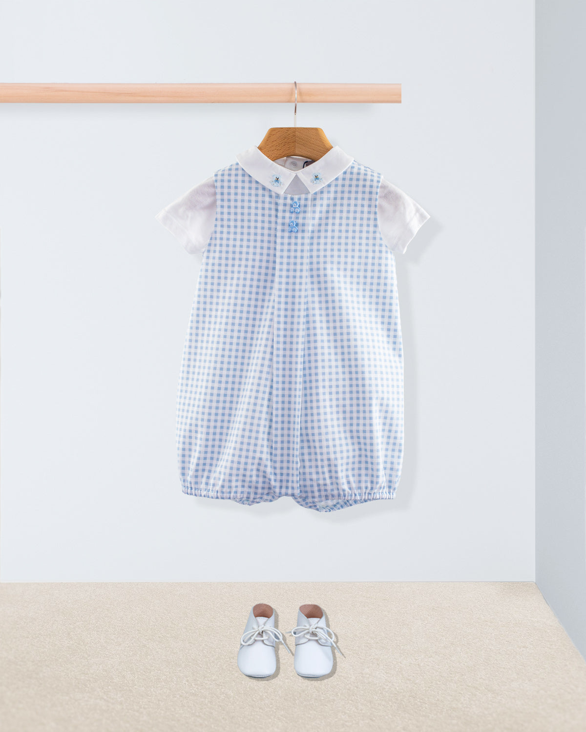 William Pastel Blue Gingham Romper - Romper
