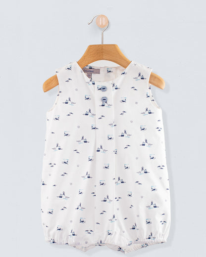 William Elegant Navy Sailboats Romper - Romper