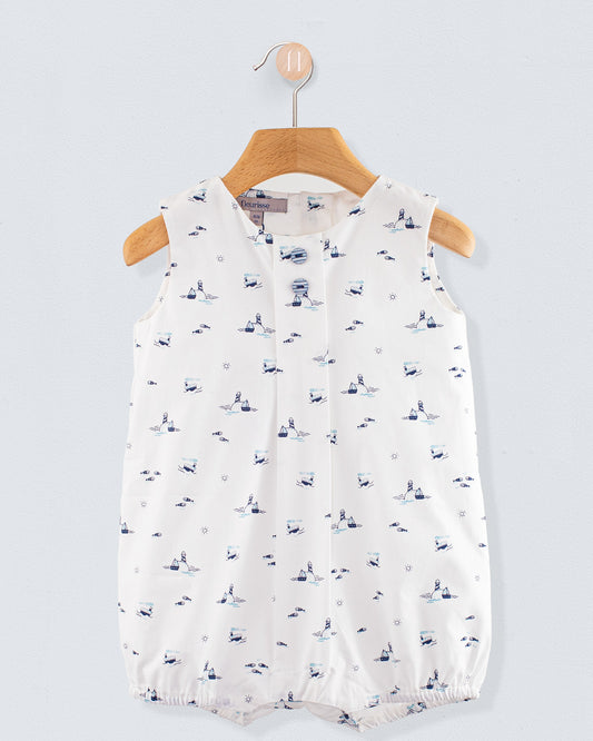 William Elegant Navy Sailboats Romper - Romper