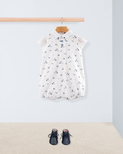 William Elegant Navy Sailboats Romper - Romper