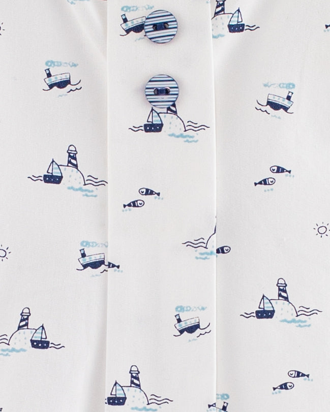 William Elegant Navy Sailboats Romper - Romper