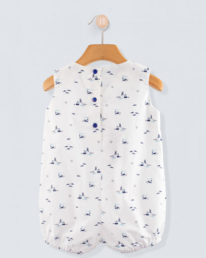 William Elegant Navy Sailboats Romper - Romper