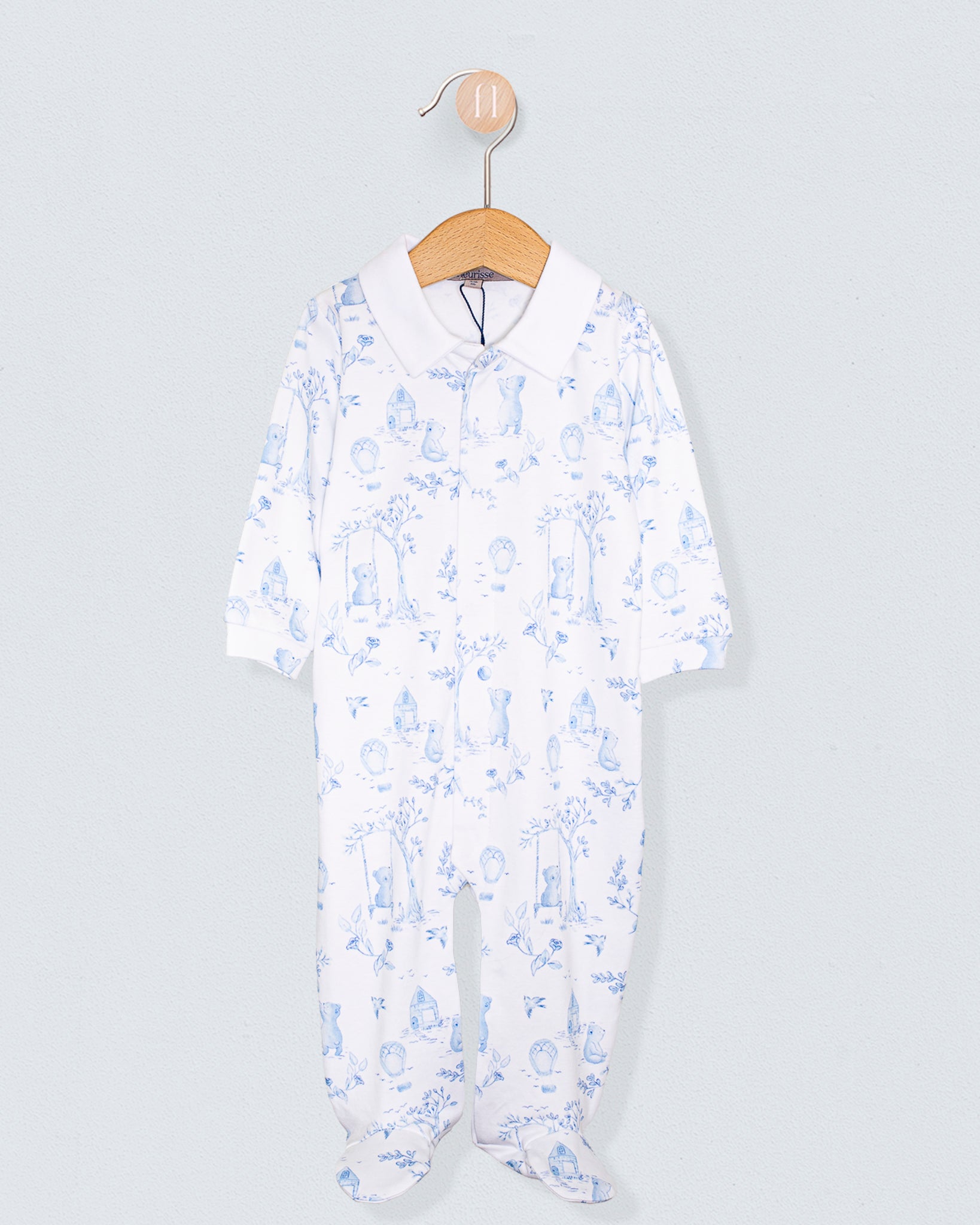 Pima Blue Toile de Jouy Collar Stretchie - Stretchie