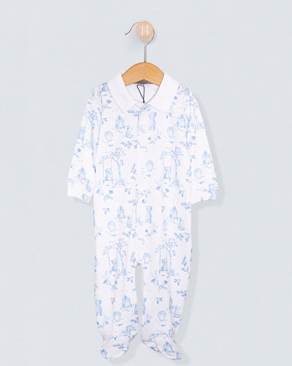 Pima Blue Toile de Jouy Collar Stretchie - Stretchie