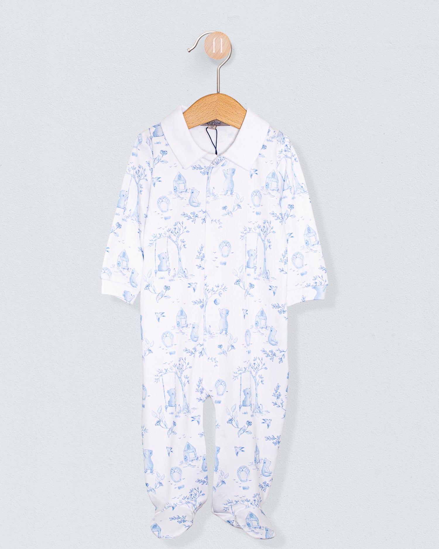 Pima Blue Toile de Jouy Collar Stretchie