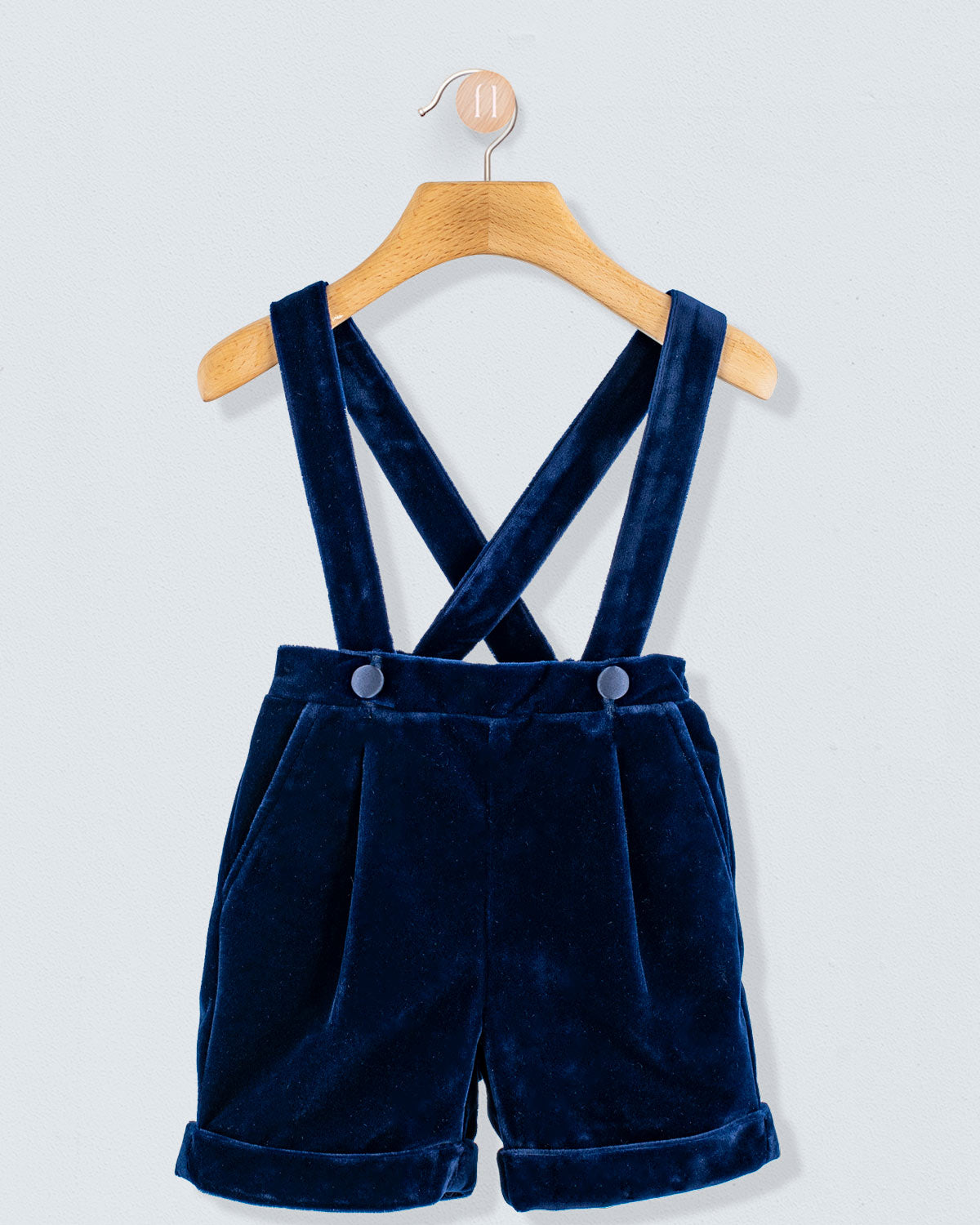 Adam Navy Velvet Suspender Short