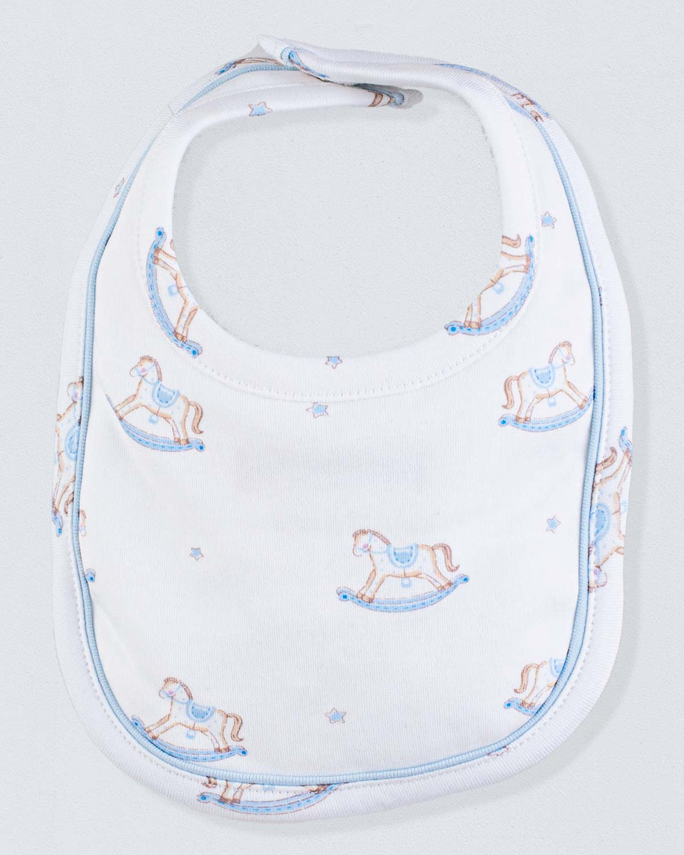 Pima Tiny Blue Rocking Horses Bib