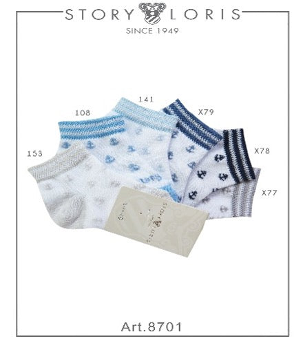 Story Loris White/Jean Blue Anchor Short Sock - Sock