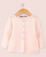 Cashmere Ribbed Baby Pink Cardigan