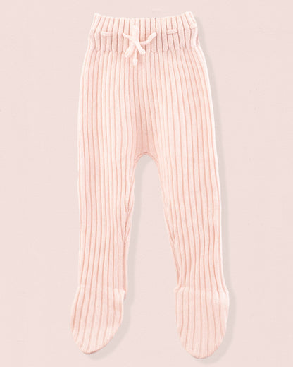 Cashmere Ribbed Baby Pink Footed Legging - Legging