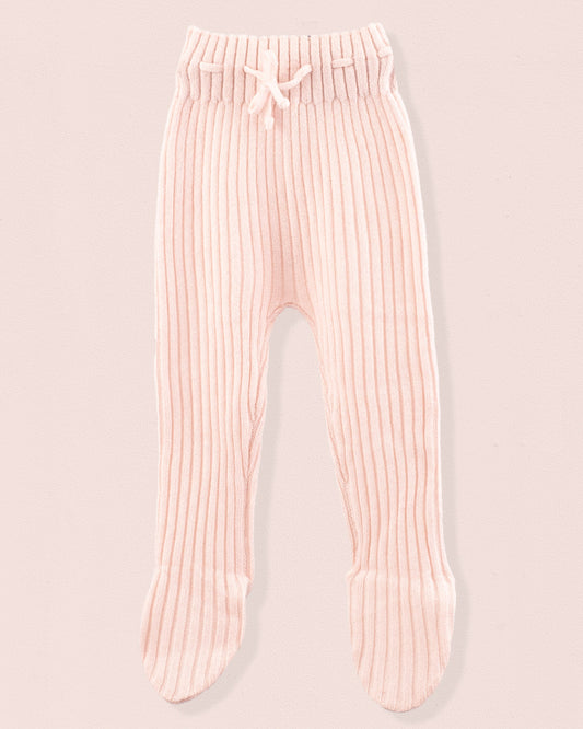Cashmere Ribbed Baby Pink Footed Legging - Legging