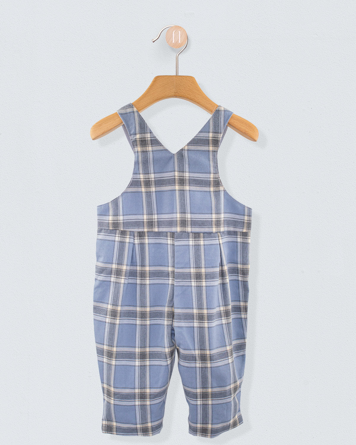 Bear Italian Grey Plaid Flannel Overall - Romper