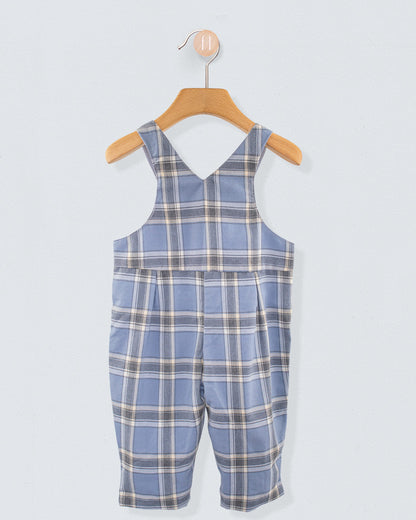 Bear Italian Grey Plaid Flannel Overall - Romper