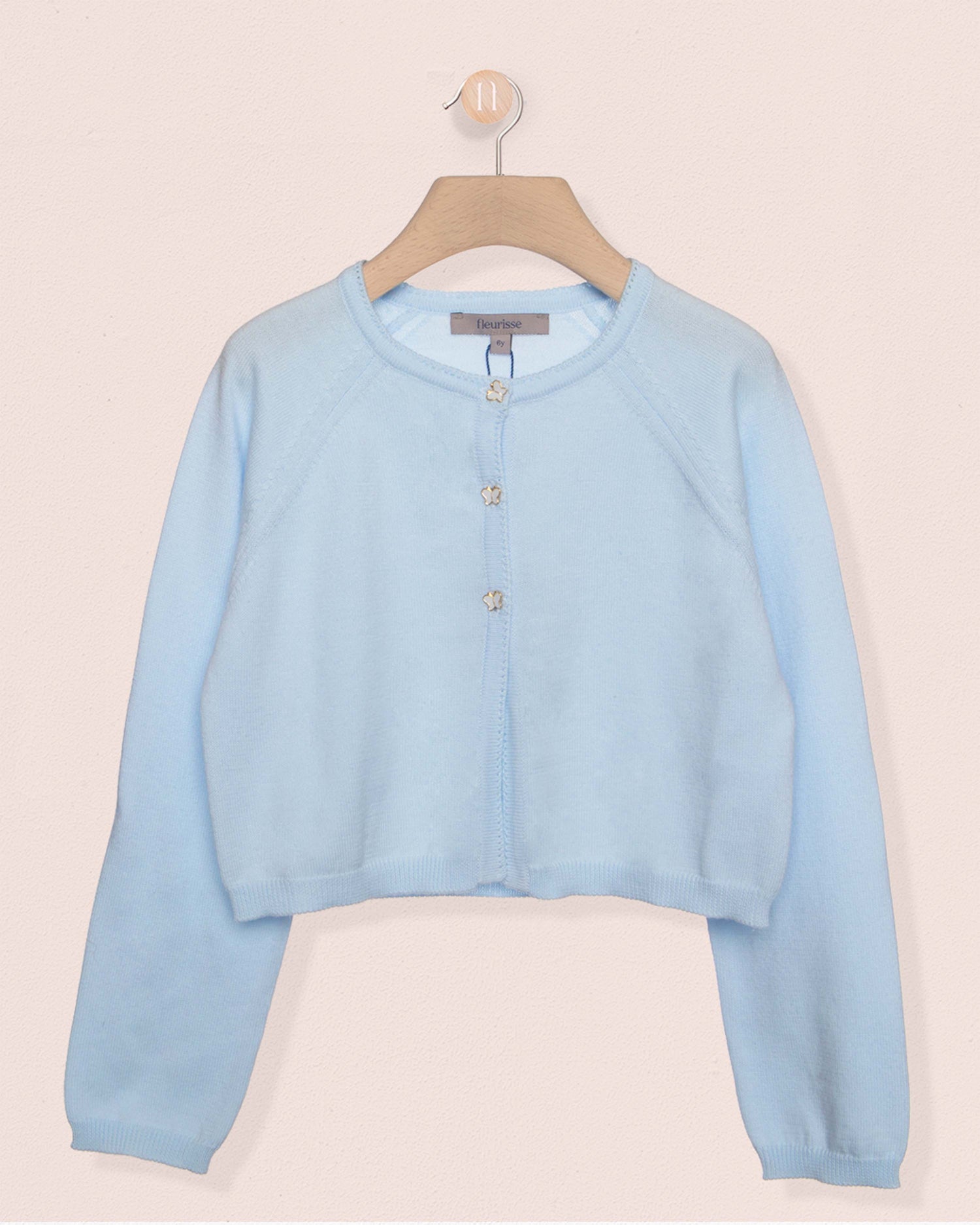 Betsy Powder Blue Cardigan with Butterfly Buttons