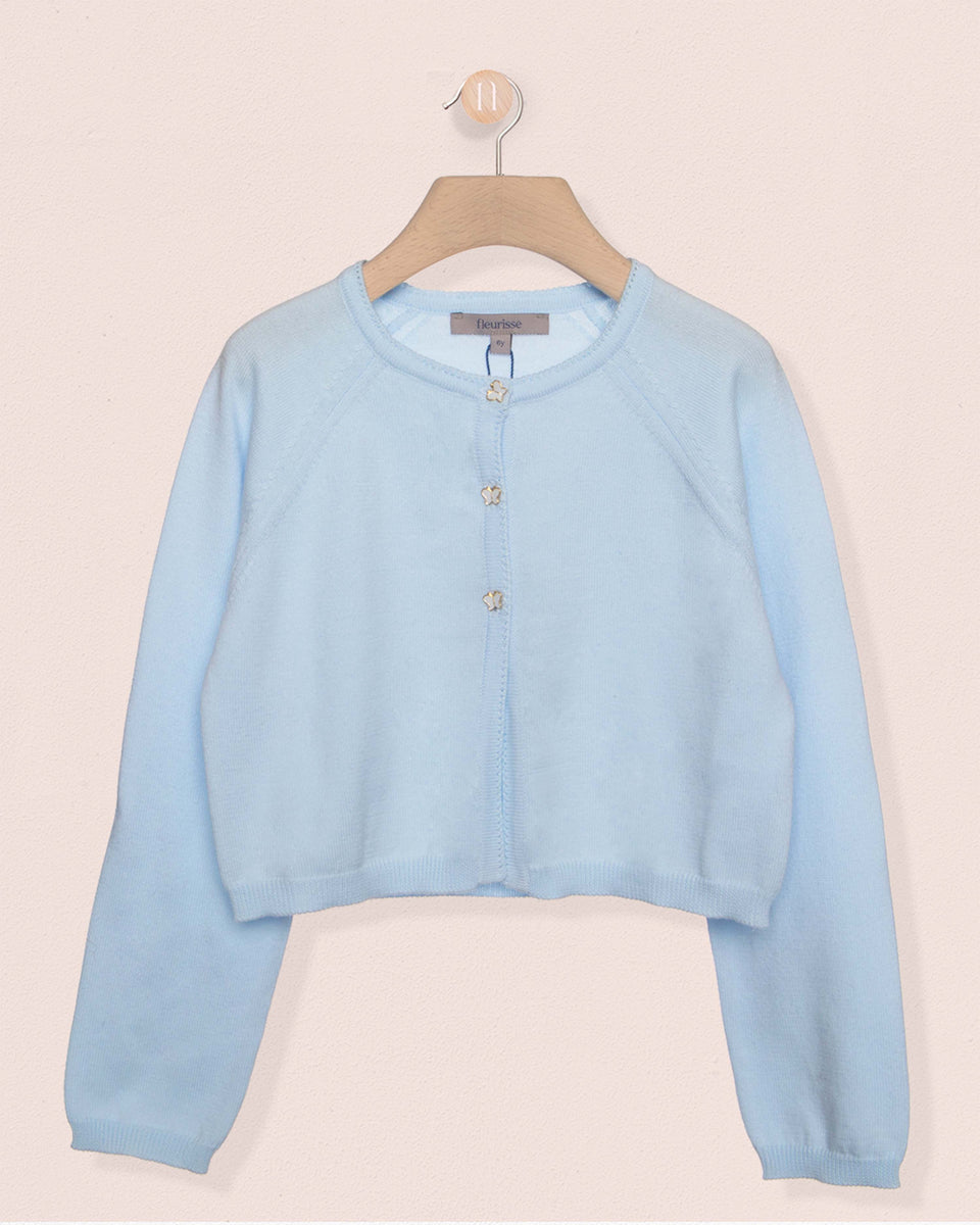 Betsy Powder Blue Cardigan with Butterfly Buttons