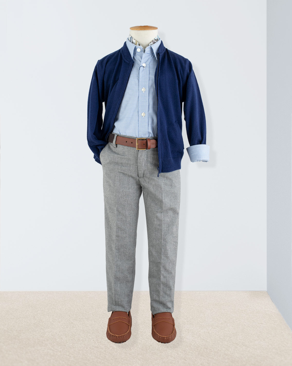 Bernard Outline Blue Gingham outfit