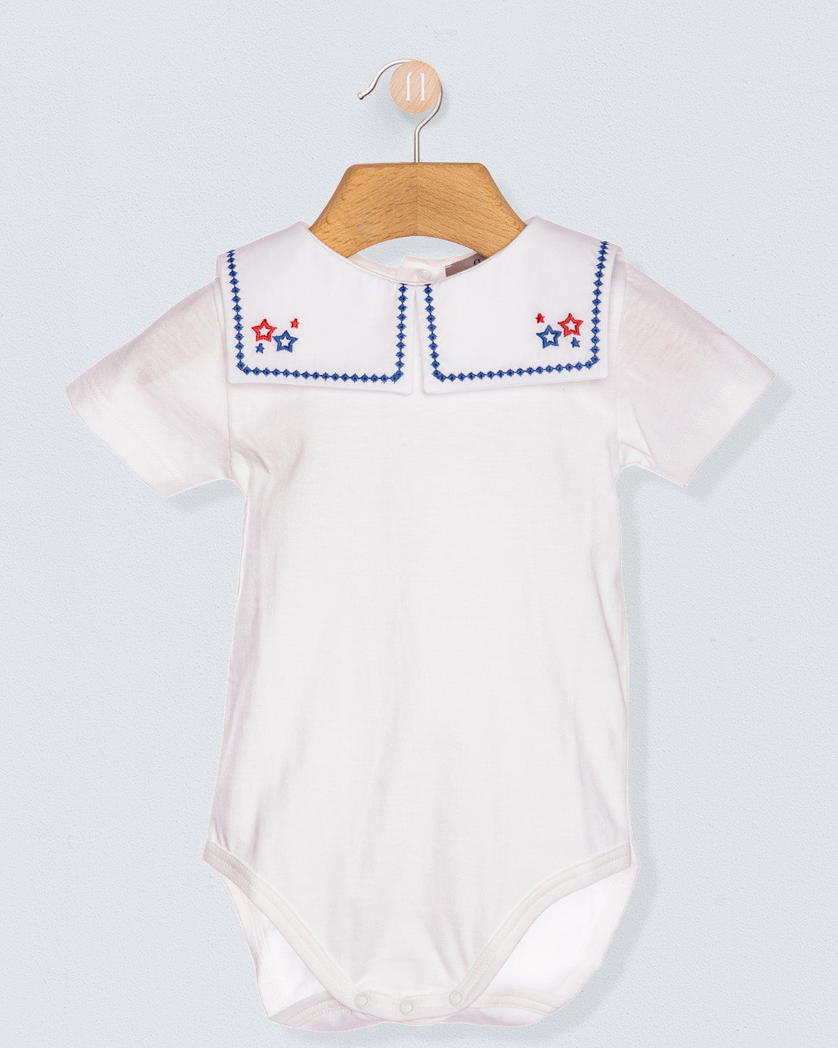Full Collar Onesie with Embroidered Stars