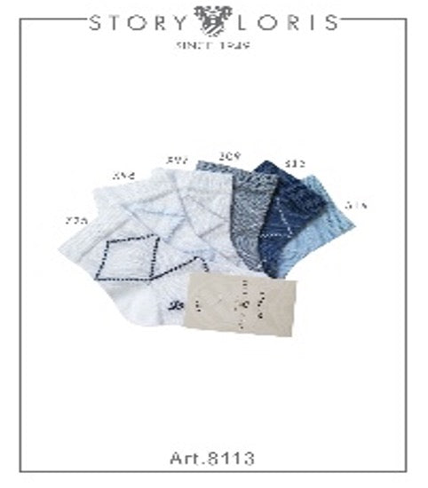 Story Loris Check White/Navy Short Sock - Sock