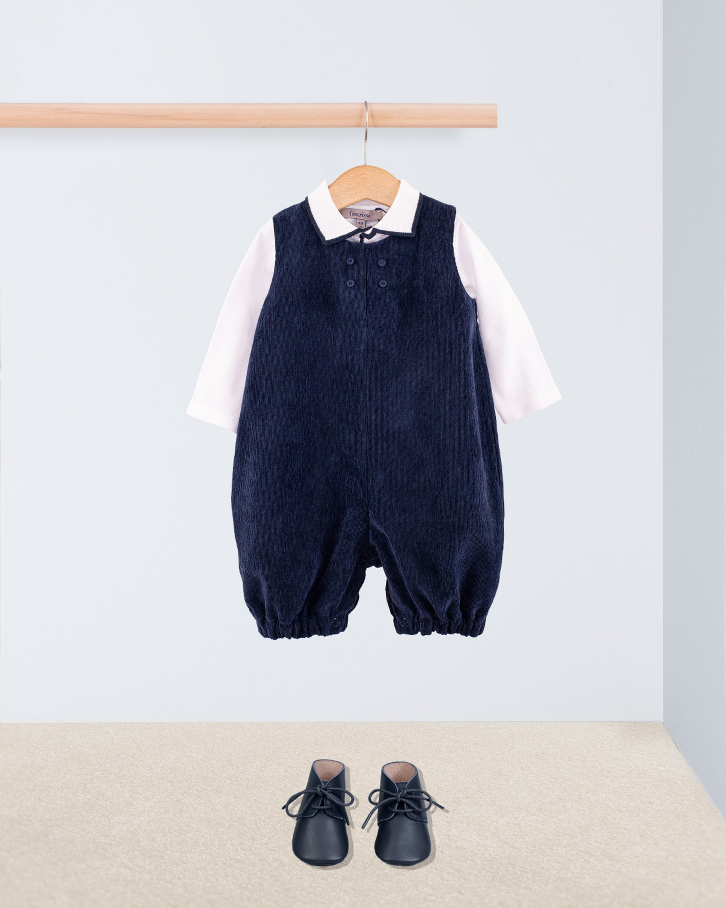 Harry Soft Navy Corduroy Romper - Romper