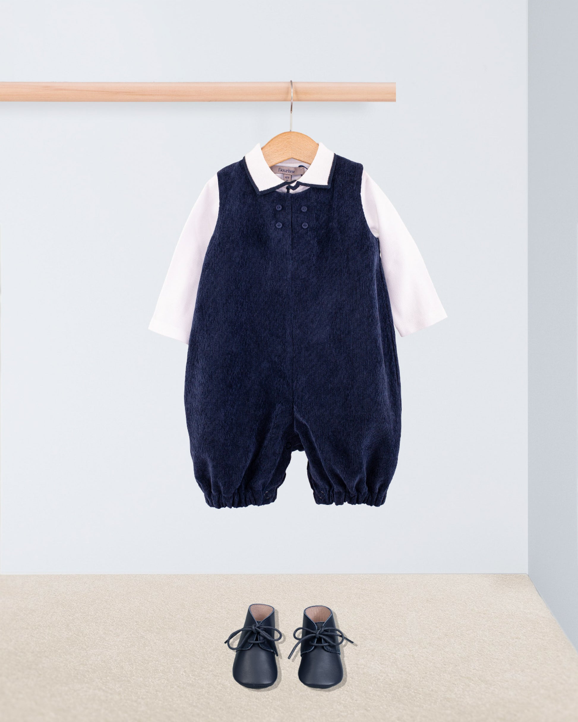 Harry Soft Navy Corduroy Romper - Romper