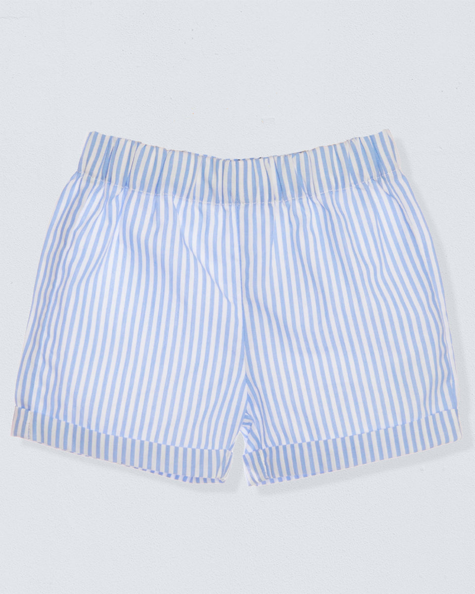 Cuff Short Light Blue Thin Stripe