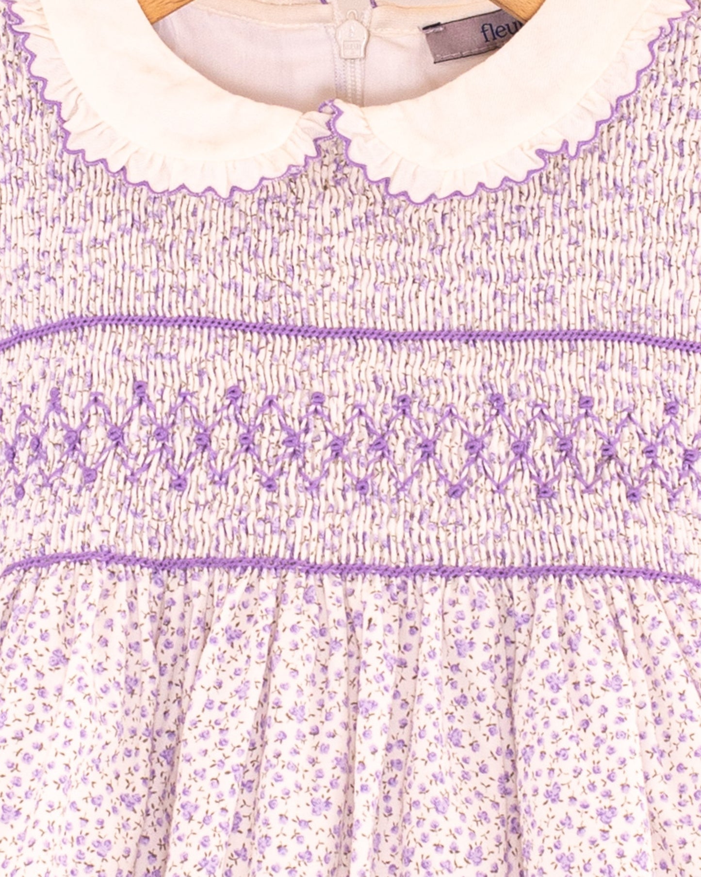 Fiorella Lavender Floral Twill Smock - Smocked Dress