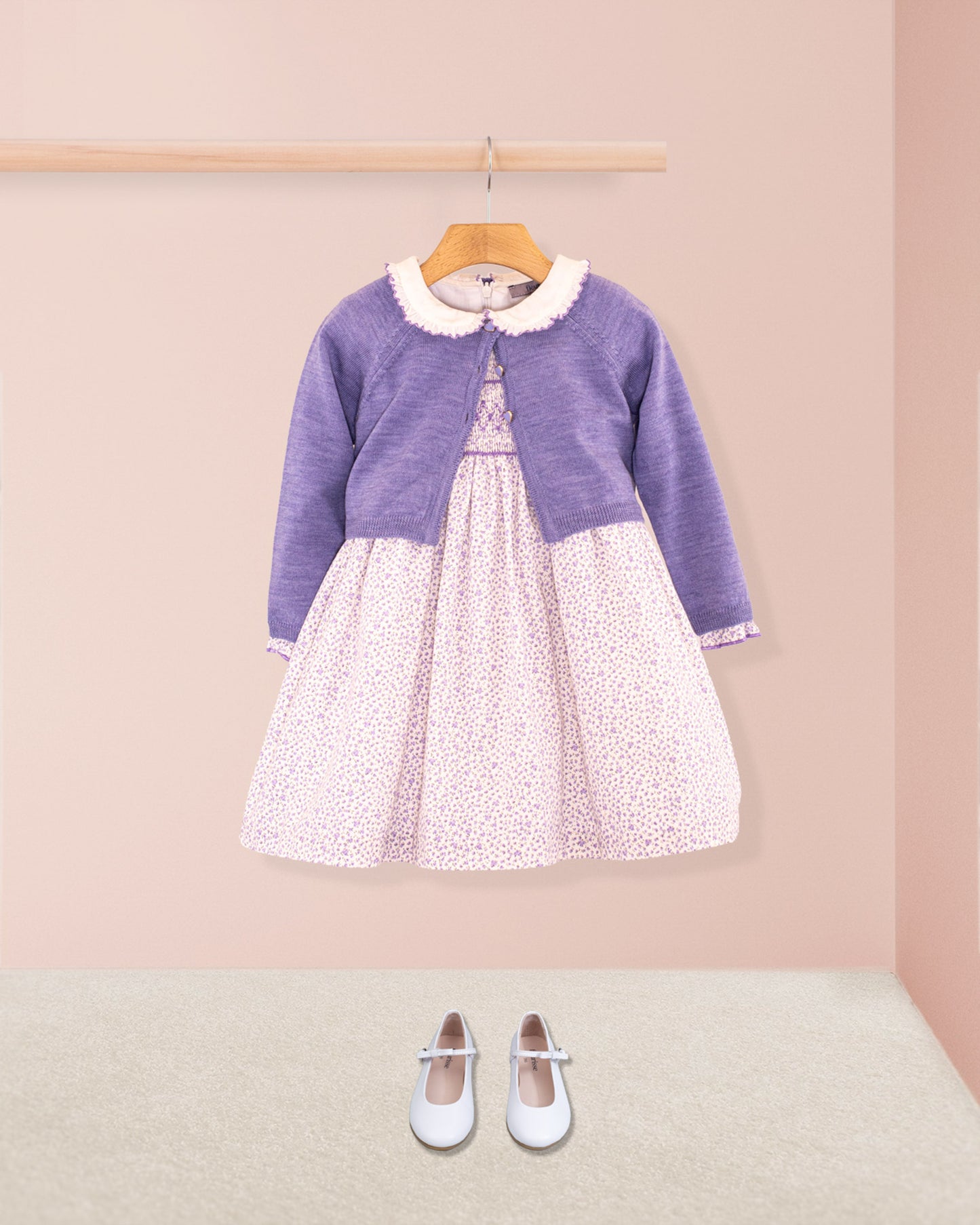 Fiorella Lavender Floral Twill Smock - Smocked Dress