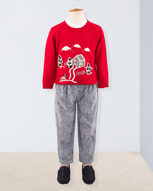 Mattia Soft Slate Corduroy Pant - Pant