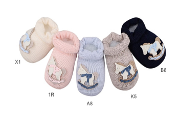 Story Loris Booties Horse Light Blue - Sock