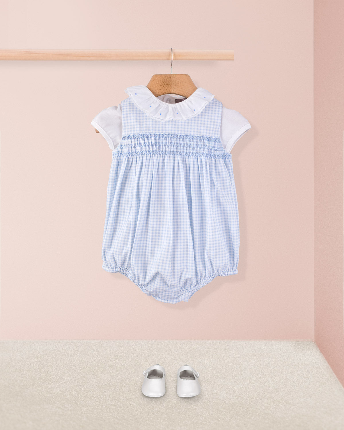 Kensington Pastel Blue Gingham Smocked Romper - Romper