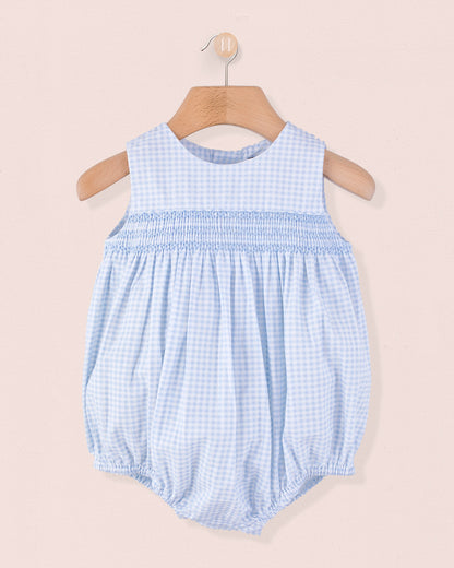 Kensington Pastel Blue Gingham Smocked Romper - Romper