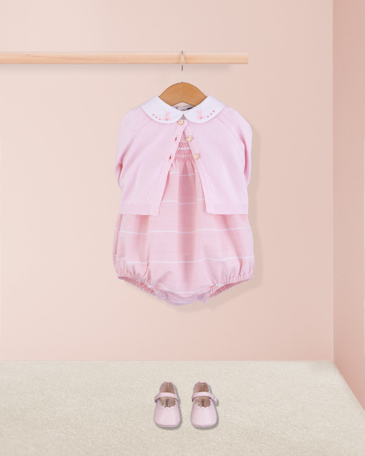 Kensington Baby Pink Pinstripe Romper