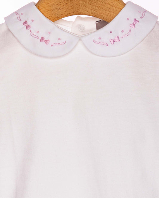 Ines Onesie with Embroidered Lavender Bows