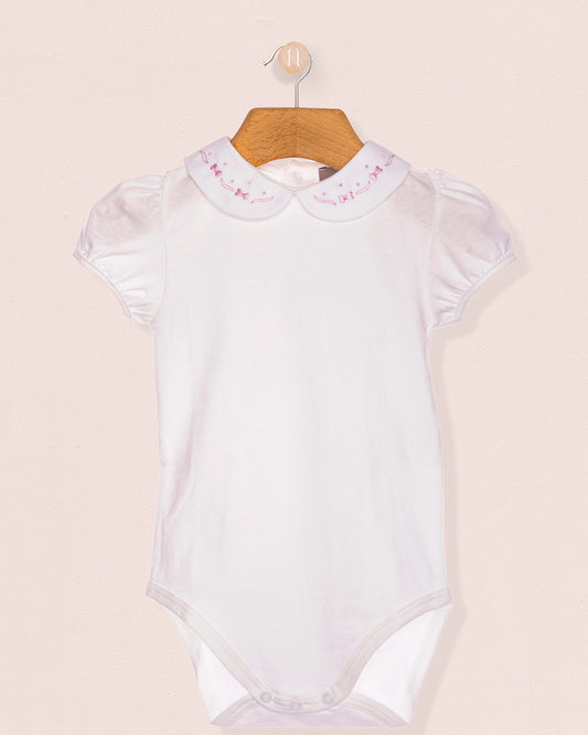 Ines Onesie with Embroidered Lavender Bows