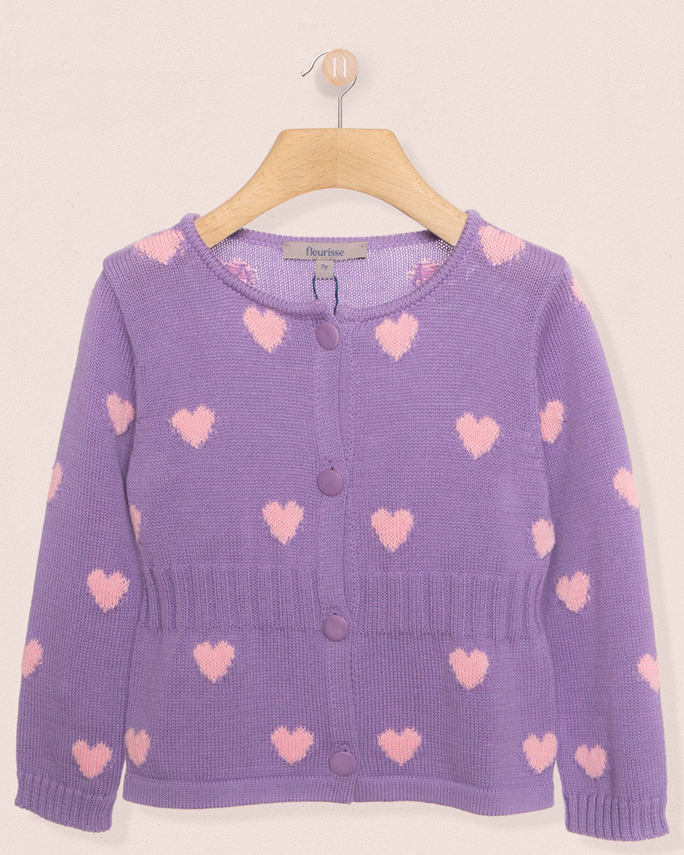 Madison Mulberry Hearts Cotton Cardigan