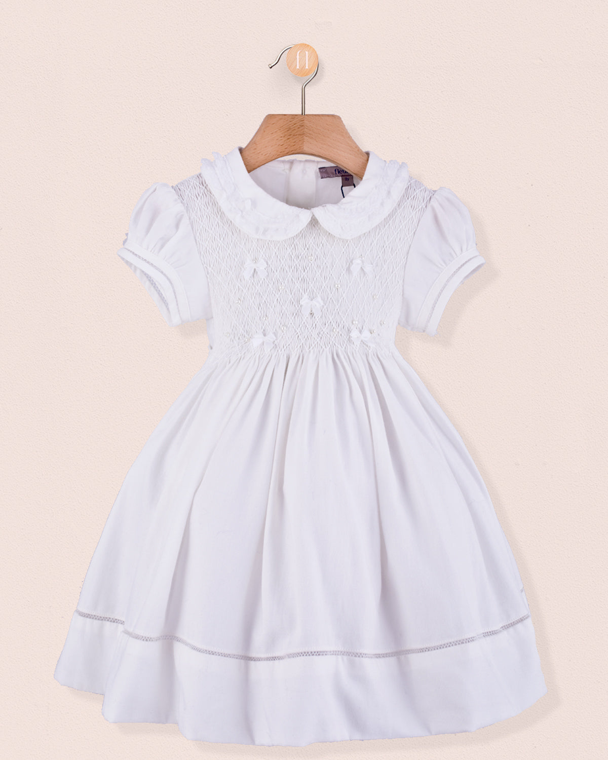 Middleton White Flannel Smock - Smocked Dress