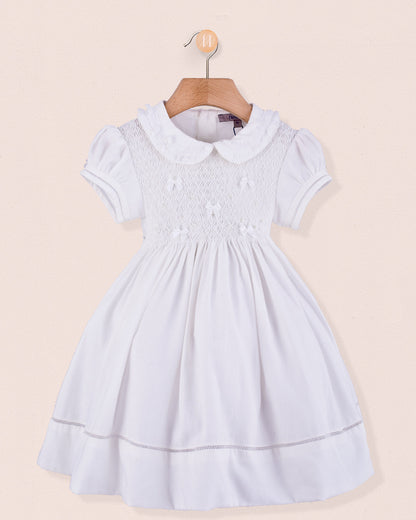 Middleton White Flannel Smock - Smocked Dress