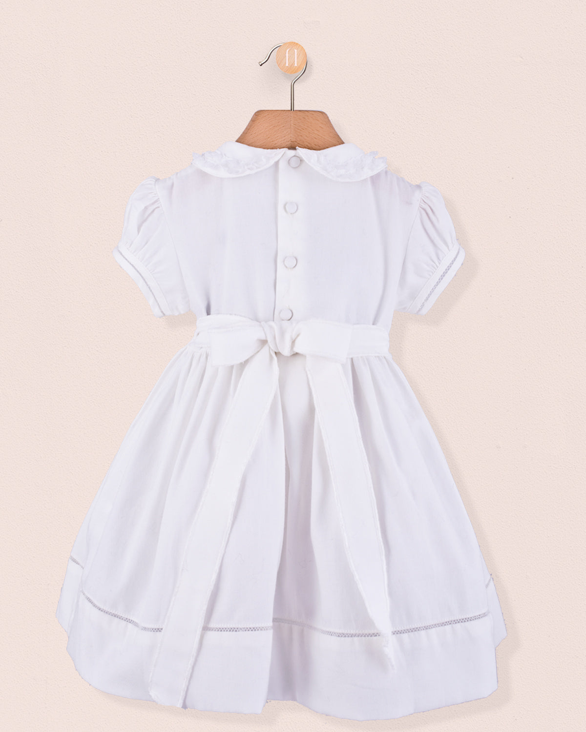 Middleton White Flannel Smock - Smocked Dress