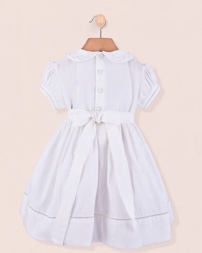 Middleton White Flannel Smock - Smocked Dress