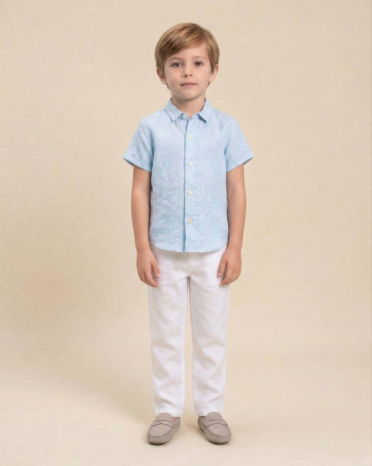 Henry Watercolor Blue Linen Shirt